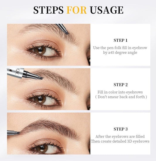 3D Waterproof Microblading Eyebrow Pen 4 Fork Tip Tattoo Pencil (2 Stück)